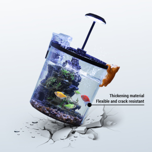 Ataucjin Aquarium Fish Tank Starter Kit with Silent Pump & Atmosphere Light Tabletop Decoration Tank with Landscape Stone Acrylic Rectangular Aquarium for Fish, Shrimp, Goldfishs 17.5x17.5x20cm