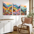 thumbnail image 2 of Colorful Watercolor Mountain Canvas Wall Art Set of 3 Boho Flower Picture Wall Decor Abstract Nature Landscape Artwork Paintings Posters Print for Living Room Bedroom Office 16x12In d, 2 of 7