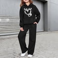 thumbnail image 2 of CPNG Kids Girls Sweatsuit 2 Piece Set Heart Print Sweatsuits Hoodie Sweatshirts and Jogger Sweatpants Sweat Set(Black,7-8 Years), 2 of 7