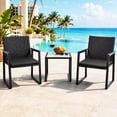 thumbnail image 2 of Walsunny 3 Piece Modern Patio Bistro Set,All-Weather Patio Furniture Set with Glass Top Coffee Table,Rattan Conversation Set with Cushions and Side Table for Balcony Porch Garden Backyard,Black, 2 of 8