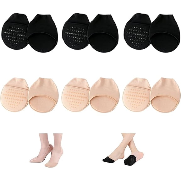 Eryueer Ball of Foot Cushion Socks Women Toe Cover with Padding Toe Topper Liner Socks No Show Half Sock with Sponge Cushion