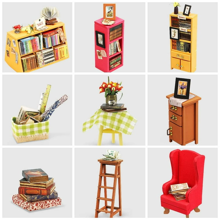 ROBOTIME Dollhouse Kit Miniature DIY Library House Kits Best
