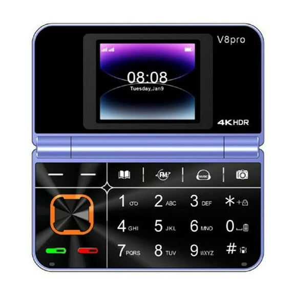 QHUDLV FLKWOP V8 Pro Foldable Flip Phone 2g Senior Mobile With Big Sim Buttons, Dual Multilingual D1n4 Dual & Support Flashlight Standby
