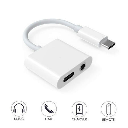 Headphone and Charger Adapter, 2 in 1 USB Type C to 3.5mm Headphone Adapter, for Pixel 3 /3XL/2/2XL, Huwei Mate 20/ 20 pro/P20, HTC, Galaxy, 2018 New iPad Pro, Sony XZ2 More Type C Devices,