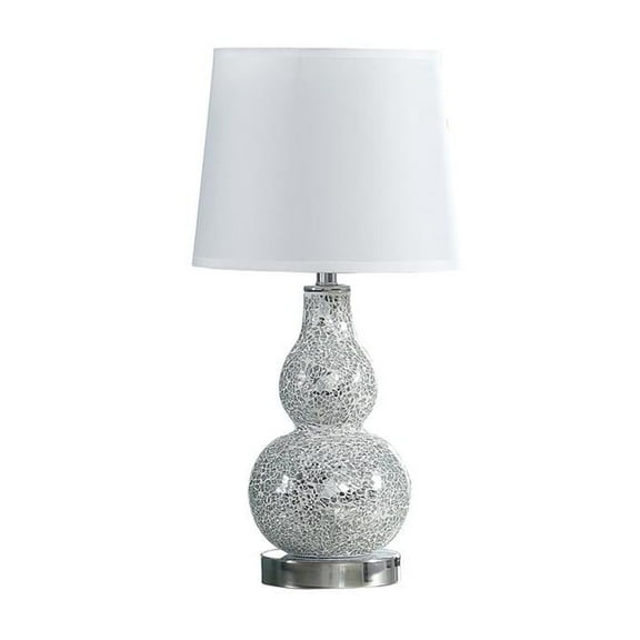 Ore International 19.5" In Mirror Glass Mosaic Silver Chrome Polyresin Table Lamp