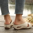 thumbnail image 2 of Women's Wedge Platform Sandals Comfortable Slip On Backless Slide Beach Sandal Open Toe Non Slip Work Shoes Beige Size 9, 2 of 5