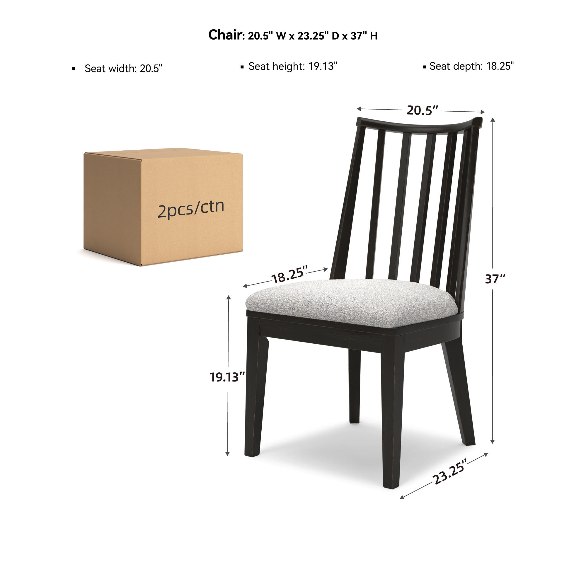 Signature Design by Ashley Galliden Curved Back Dining Chair, Set of 2, Black