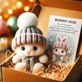 thumbnail image 4 of Mini Bunny Hug Cute Easter Gift, Easter Bunny Plushies with Knitted Hat and Pom Pom, Soft Pocket Emotional Support Rabbit with Gift Box & Card, 4 of 9