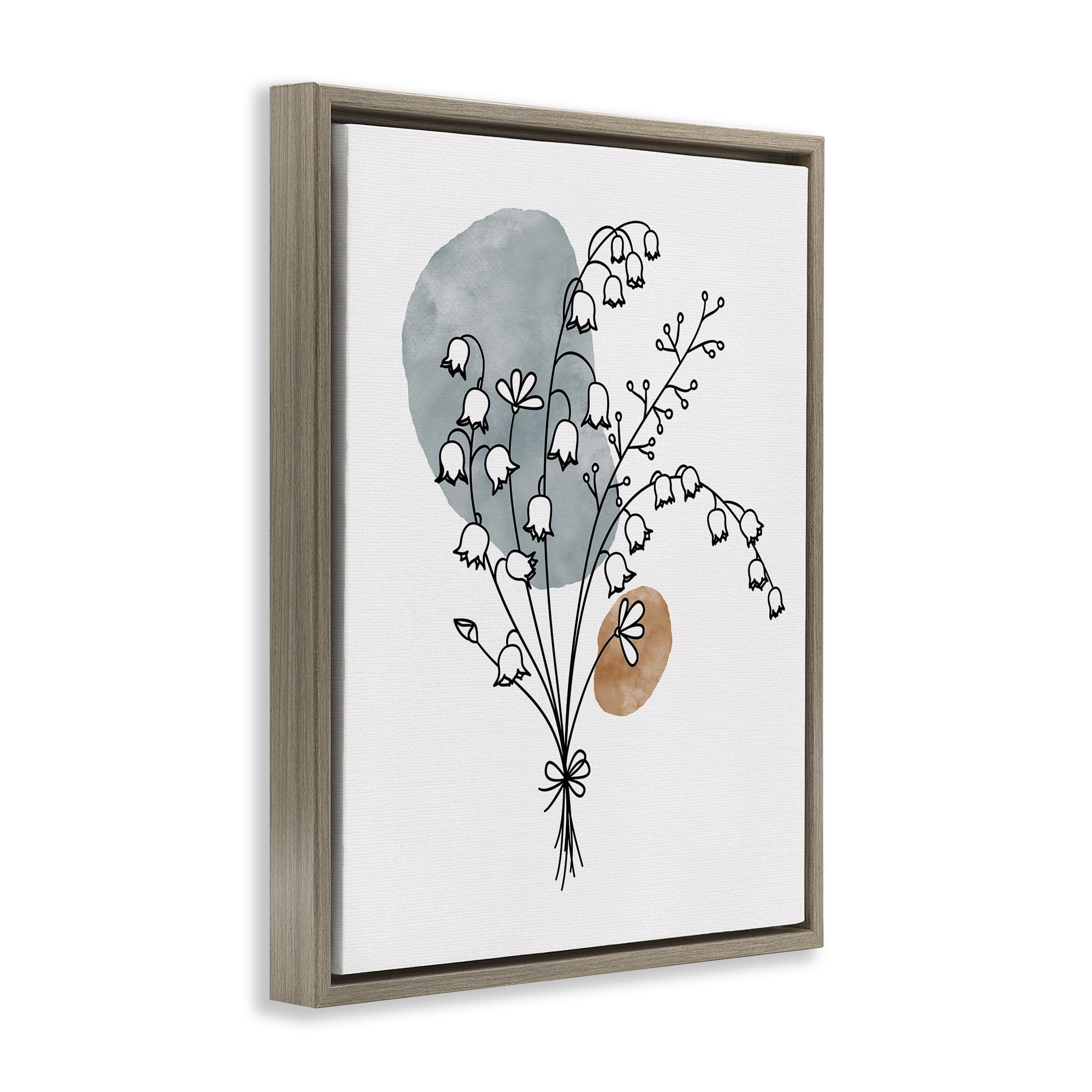 Stupell Industries Lily of the Valley Wildflower Botanical & Floral Painting Brown Floater Framed Canvas Art Print Wall Art, 25 x 31