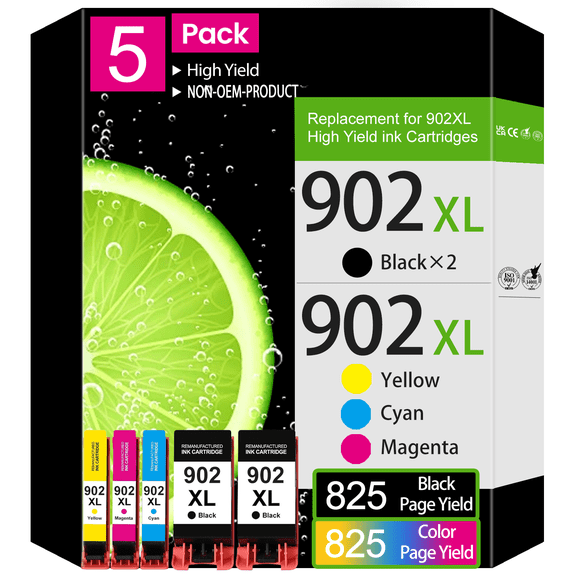 5Pack 902XL Ink Cartridges Compatible for HP 902XL Ink Cartridges Combo Pack for HP Printer Ink 902 ink cartridge for HP 902xl ink cartridges for printers