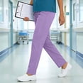 thumbnail image 2 of FRSASU Women's Scrubs Pants Solid Color Straight Leg Work Trousers with Drawstring Elastic Waist & Multi-Pockets Purple XXL(XXL), 2 of 9