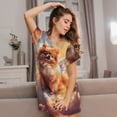 thumbnail image 3 of Honeii Cute Cloud Pomeranian Print Women's Loose Short Sleeve Nightgown, Soft Cotton Sleepwear, Comfy Loose Fit Pajama Dress for Sleep and Lounge, 3 of 6