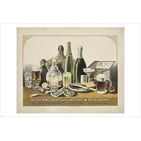 The Best Wines Liquors & Beers Vintage Lithograph Poster 24X36