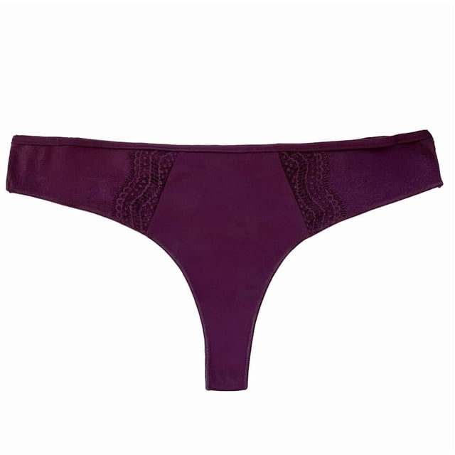 Tanga Vassarette para Dama, con Mix de Telas Encaje, Satín y Microfibra Vino Talla CH