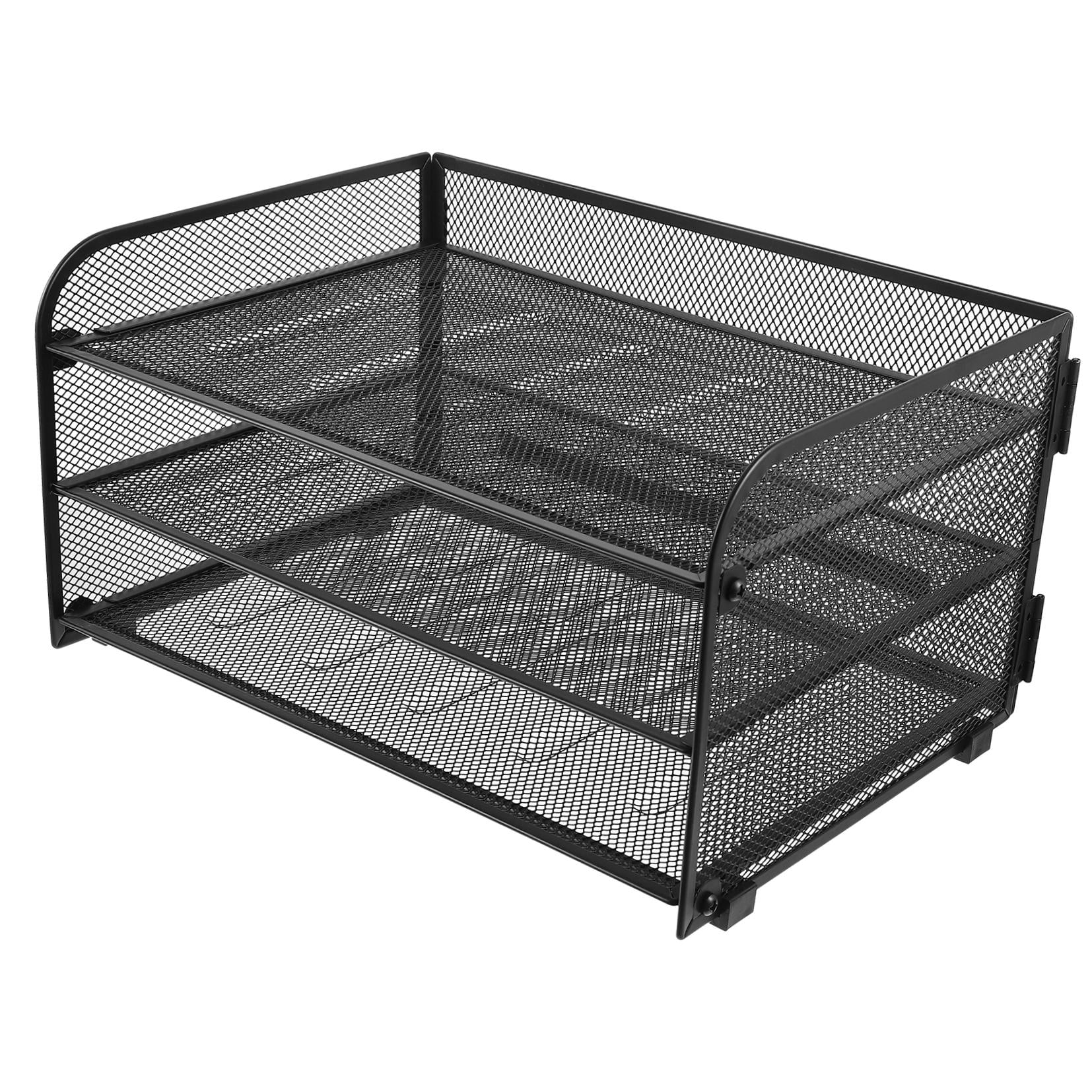 unbranded  Three-layer File Shelf Organizers Stackable Tray Holder for Desk Document Office Black