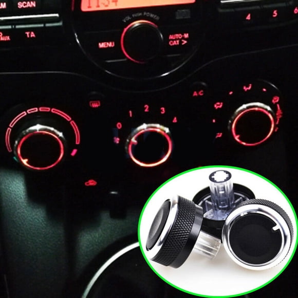 Reflective Backlit Aluminum Alloy Air Conditioning Knob for Mazda 2 Color Black