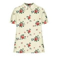 thumbnail image 4 of Jjayotai Linen Blouse for Women, Womens Peter Pan Collar Tops, Women's T-Shirts, Summer Short Sleeve Shirts, Casual Loose Trendy Floral Blouses 2025 Multicolor^10 XXXXXL, 4 of 5