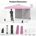 thumbnail image 5 of 10x10FT Pink Pop Up Canopy Tent with Sidewall, UPF50+ Outdoor Shade Shelter, Adjustable Height, Wheeled Bag for Camping, Party, Beach, 5 of 10