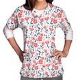 thumbnail image 1 of Snoarin Summer Plus Size Tops for Women Tops Short Sleeve V-neck Tops Working Uniform Floral Print With Three Pockets Blouse Work Uniforms for Women on Clearance, 1 of 5