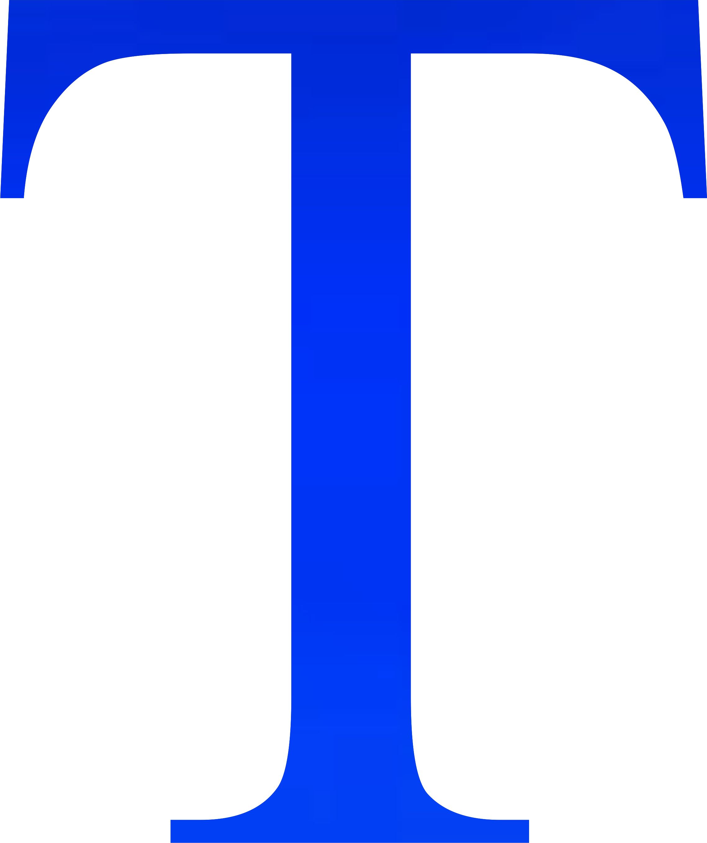 Acrylic Letter T Times, 8'' Tall Transparent Dark Blue Custom
