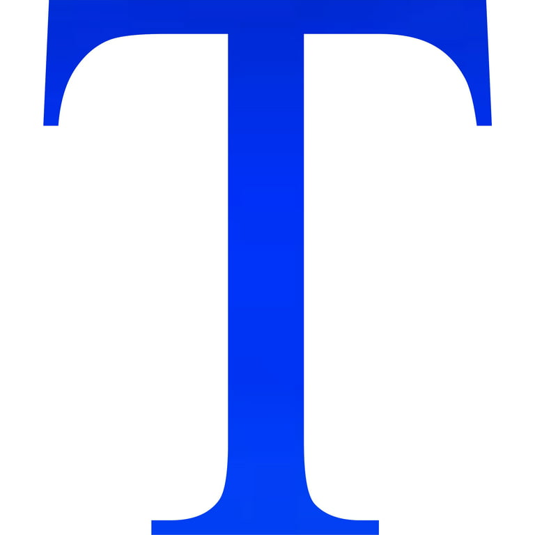 Acrylic Letter T Times, 8'' Tall Transparent Dark Blue Custom