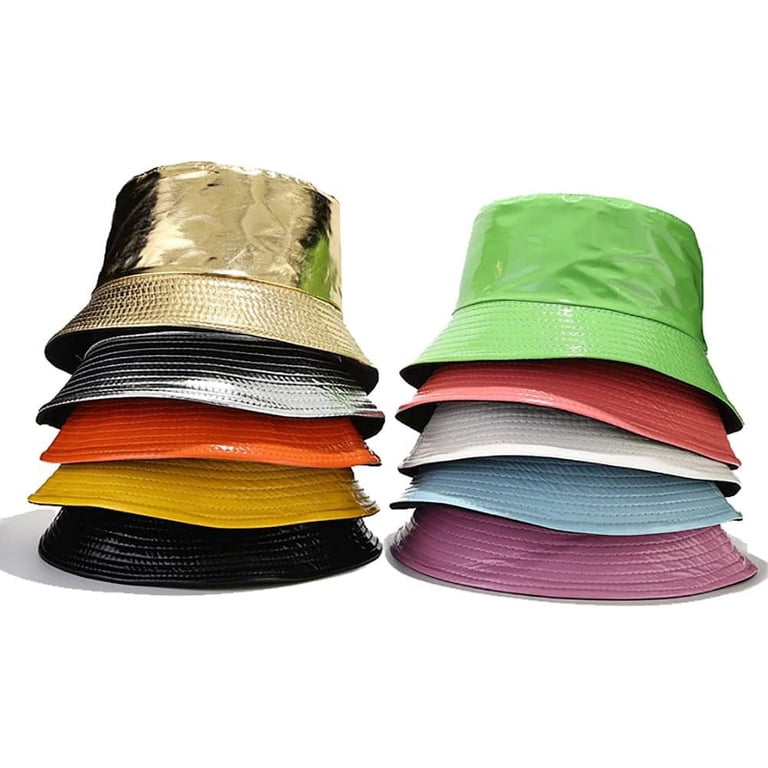 Kukuzhu Unisex Stylish Waterproof Bucket Hat PU Leather Rain  display picture 2