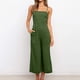 thumbnail image 4 of Gibobby pantalones siameses Mono de pierna ancha informal de cintura alta con tirantes de verano para mujer con bolsillos(Verdinegro， S), 4 of 5