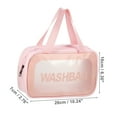 thumbnail image 2 of Unique Bargains Women Portable Double-Hand Carry Makeup Bag for Vacation Camping Travel PU Leather Pink, 2 of 4