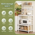 thumbnail image 6 of Amadwell Kitchen Bakers Rack, Power Outlet & Coffee Bar, 4-Tier Microwave Stand, 6 S-Shaped Hooks, Storage Shelf Rack for Spices, Pots and Pans, White, 6 of 9
