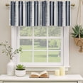 thumbnail image 3 of 2 Pack Valances for Windows, Navy Blue Geometric Window Valances for Living Room/Bedroom/Bathroom, Modern Stripes Art Farmhouse Light Filtering Kitchen Curtain Valance Window Treatment 60"W x18" L, 3 of 9
