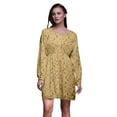 thumbnail image 1 of Bimba Robe Midi Boutonnée Orange Bleu Baies et Oiseau Flowerpecker pour Femmes Tunique à Manches Longues Haut Smocké - Grand, 1 of 7