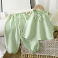 thumbnail image 4 of LUOGENLI Girls Summer Outfits Size 14-16 Plus Girls Clothes Summer Solid Knit Sleeveless Shirt Flare Pants Set Toddler Bell Bottoms Outfit Girls 4th of July Outfit Light Green 120, 4 of 4