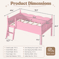 thumbnail image 7 of Miniyam Twin Low Loft Bed with Bookshelf and Guardrails, Wood Kids Bed for Bedroom, Pink, 7 of 7