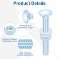 thumbnail image 4 of 20 Set Carriage Bolts and Nuts Kit, 1/4"-20x2-1/2" Carbon Steel Round Head Square Neck Carriage Bolts Screws and Hex Nuts and Flat Washers - Bluish-white, 4 of 6