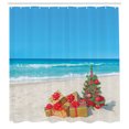 thumbnail image 2 of Ambesonne Christmas Shower Curtain, Beach Sea Summer Calm, 69"Wx75"L, Multicolor, 2 of 4
