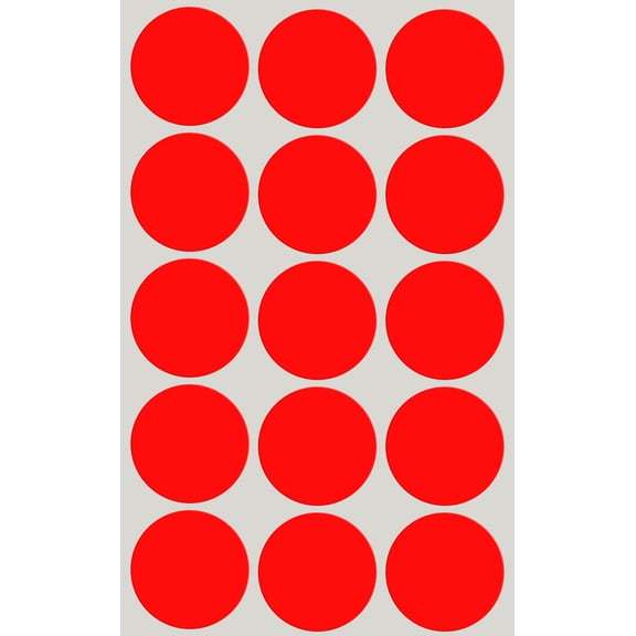 Royal Green Adhesive Dot Stickers Organizing Labels for Home,School and Office Suplies, Arts, and Crafts 30mm (1.25 inch), 25 Sheets, Neon Red - 375 Pack