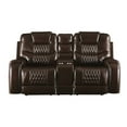 thumbnail image 4 of 78'' Leather Sectional Reclining Sofa Couch with Stainless Cupholder & Console Motion for Living Room, 2-Seat Manual Recliner Heavy Duty Sofa Couch for Apartment Office, PU Brown, 4 of 7