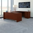 thumbnail image 2 of Pemberly Row 72"W U-Shaped Desk with Mobile File Cabinet - Mahogany-Wood, 2 of 7