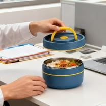 Gytml Thermal Lunch Box, 15Oz Portable Leakproof Insulated Food Containers, 304 Stainless Steel Round Shape Stackable Lunch Containers For Work School Travel C-11.5x11.5x6.5cm