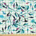 thumbnail image 2 of Ambesonne Botanical Fabric by the Yard, Repeating Branches Leaves, 5 Yards, Sky Blue Pink and Teal, 2 of 5