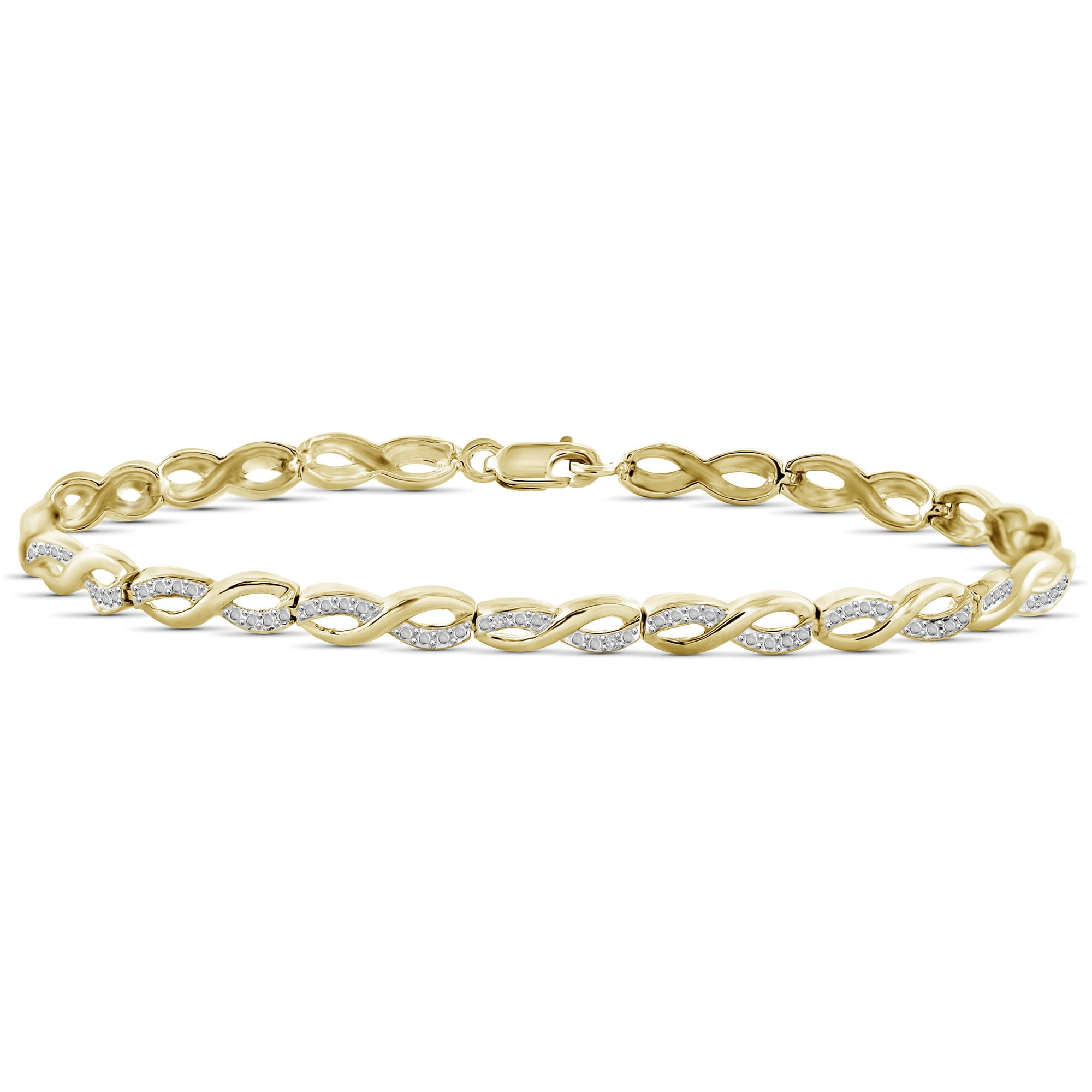 White Diamond Accent 14kt GoldPlated Infinity Bracelet, 7.25