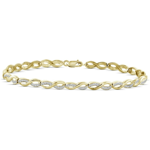 JewelersClub Infinity Bracelet White Diamond Accent 0.10 ct. t.w. 7.25 in, Lobster Claw Clasp in 14kt Gold-Plated