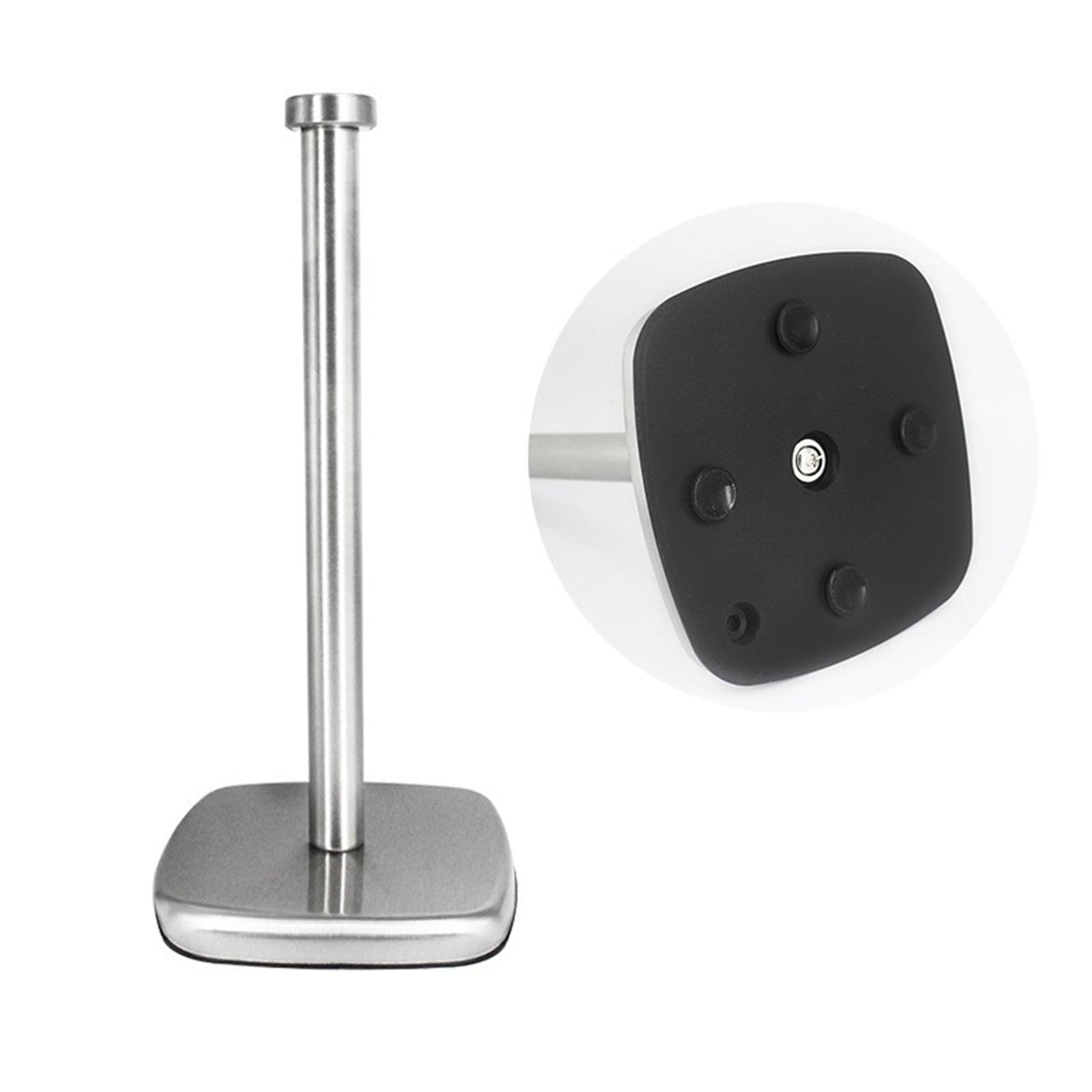 Opvise Stainless Steel Paper Towel Holder with Thick Pole Design, One-Handed Tear, Universal Roll Compatibility, Non-Slip Weighted Base, Durable & Modern Kitchen/Bathroom Organizer