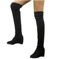 thumbnail image 4 of QISIWOLE Women's Fashion Solid Warm Over The Knee Long Boots High Boots Wedges Shoes Clearance !, 4 of 7
