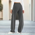 thumbnail image 5 of Turilly Women's Sweatpants Wide Straight Leg Pants Solid Color Elastic Waist Drawstring Pockets Footed Sweatpants, 5 of 6