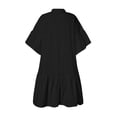 thumbnail image 4 of Innerwin Chiffon A-Line Dresses Ruffle Ladies Short Mini Dress Holiday Solid Color Baggy Swing Sundress Black L, 4 of 7
