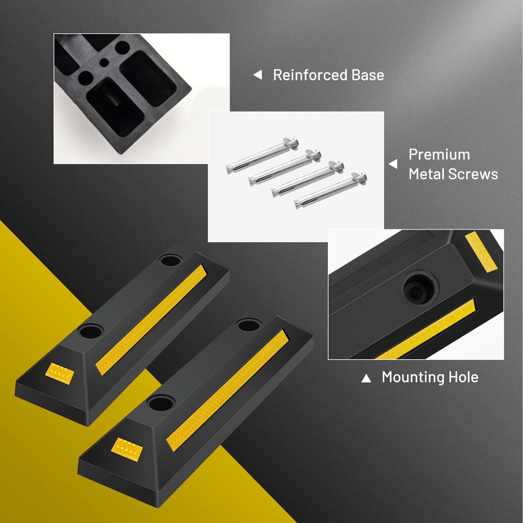 Costway 2 Pcs Rubber Curb Garage Vehicle Floor Stopper Heavy Duty for Parking Safety