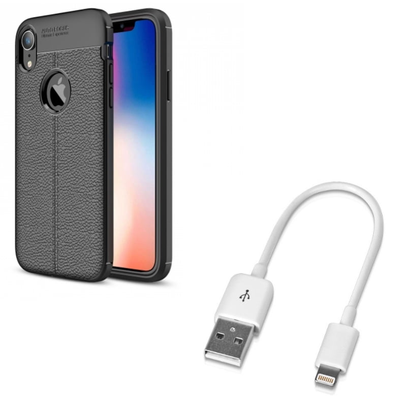 Case w Short USB Cable for iPhone XR PU Leather Slim Fit Cover