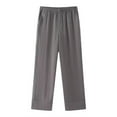 thumbnail image 2 of YUGYXL Casual Straight Pants for Women Cotton Linen Long Pants Summer Elastic Waist Wide Leg Pants with Pockets Gray M, 2 of 4