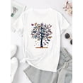 thumbnail image 2 of Women's Colorful Butterfly Tree Print Tee - Casual Crew Neck Short Sleeve T-Shirt, Stretchy & Machine Washable, Perfect for Summer, Creative, Colorful Butterfly Tree, Fashion, Casual, Summer Top, 2 of 6